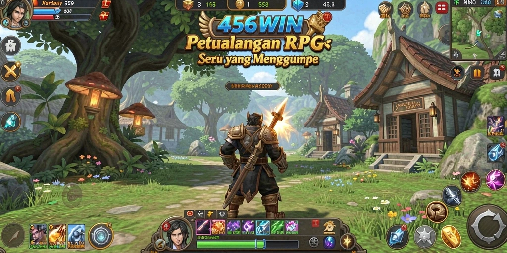 Screenshot utama 456WIN menampilkan aksi bertempur yang mendebarkan di dunia fantasi.