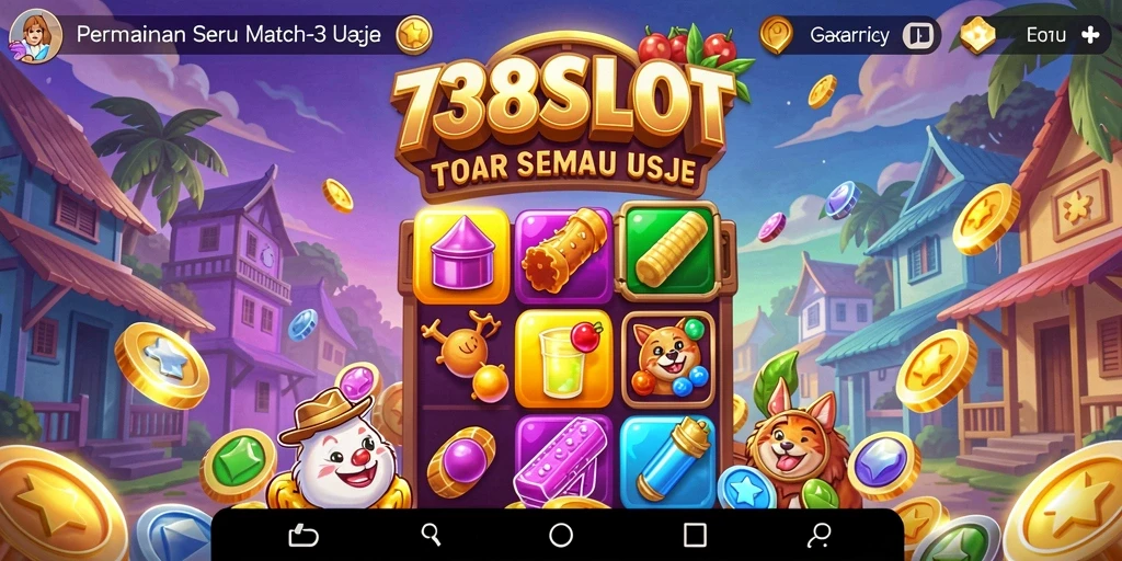 Tampilan permainan 738SLOT dengan grafis berwarna-warni dan gameplay menarik.