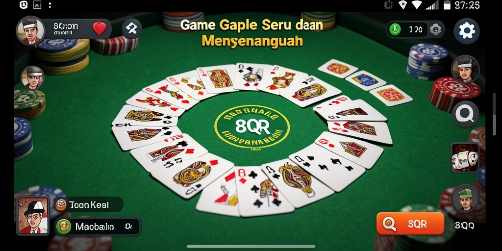 Screenshot gameplay 8QR yang menunjukkan aksi Gaple seru.