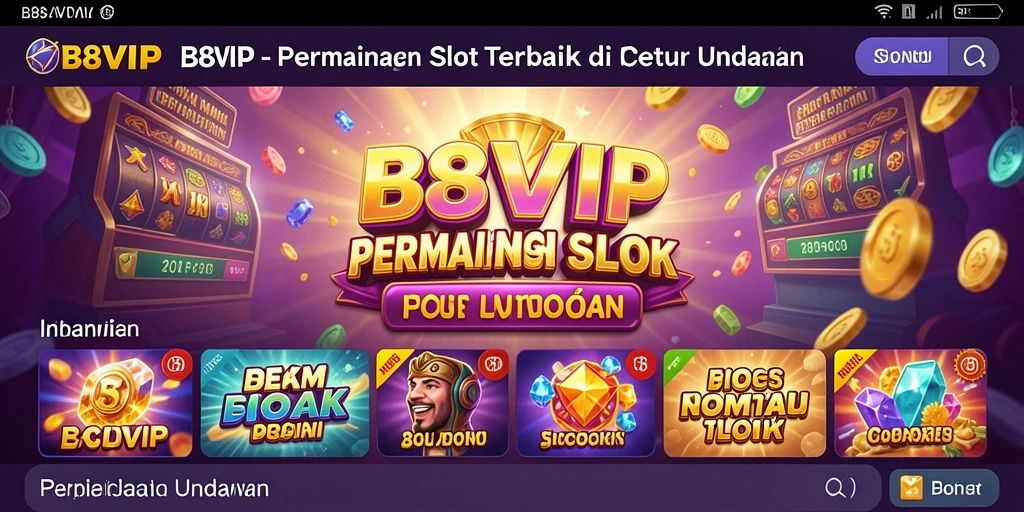 Screenshot utama B8VIP menampilkan gameplay Slot yang mendebarkan.
