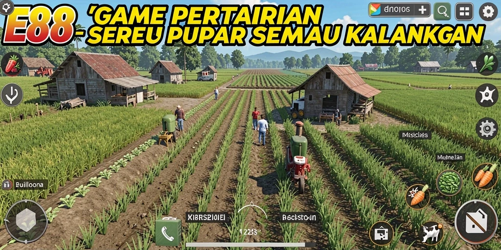 Tampilan gameplay E88 yang seru dan menarik dengan suasana pertanian.