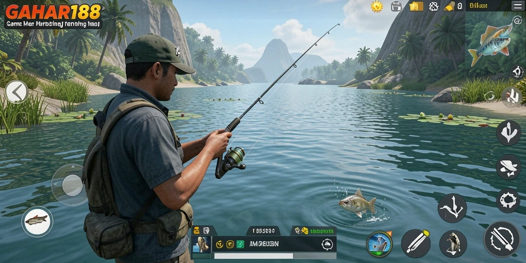 Tampilkan gameplay seru dalam GAHAR188 saat memancing berbagai jenis ikan.