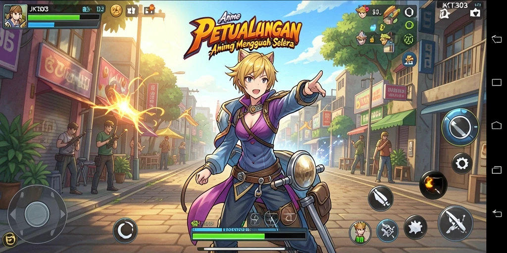 Screenshot dari JKT303 menampilkan aksi seru dalam dunia anime.