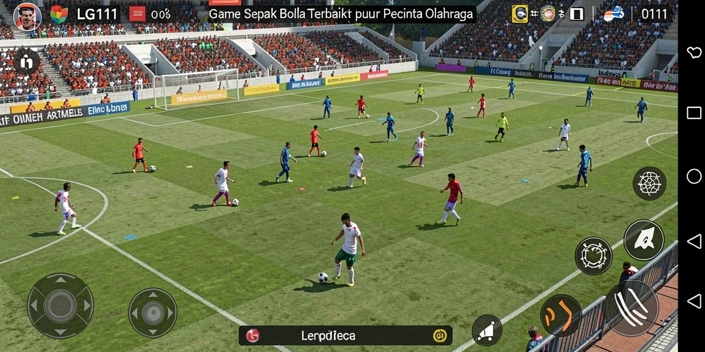 Tangkapan layar LG111 menunjukkan aksi seru di lapangan sepak bola.