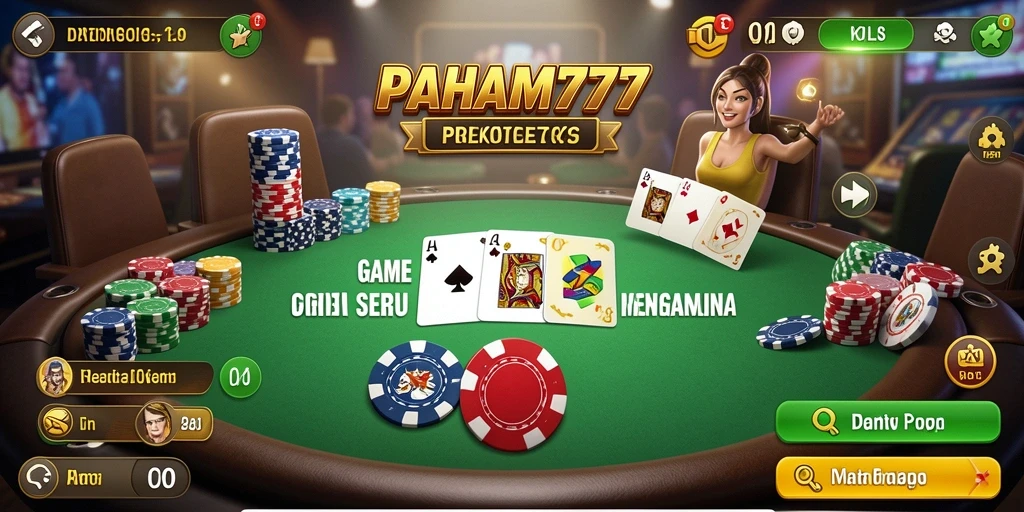 Screenshot gameplay PAHAM777 dengan pemain yang sedang bermain Poker.