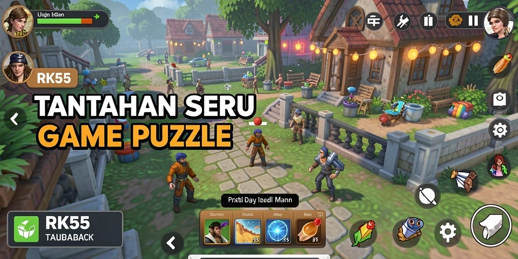 Tampilan gameplay RK55 yang penuh warna dan menantang.