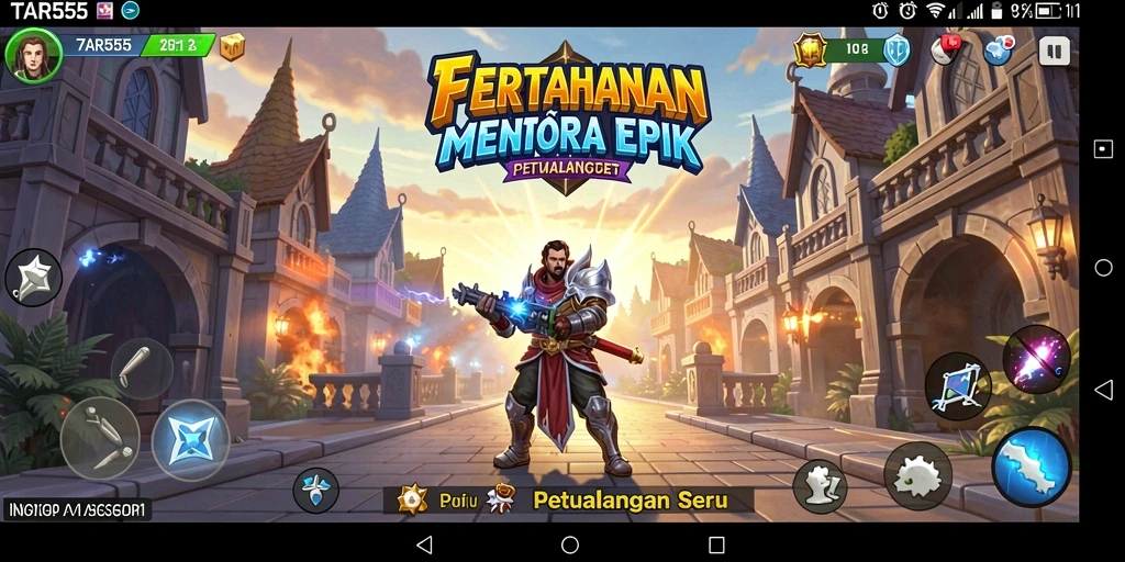 Gameplay intens TAR555 menunjukkan strategi menara yang menantang.