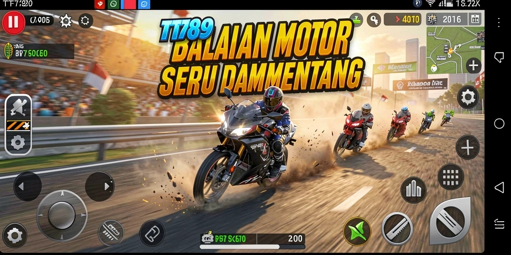 Tampilan menarik dari gameplay balapan motor di TT789.